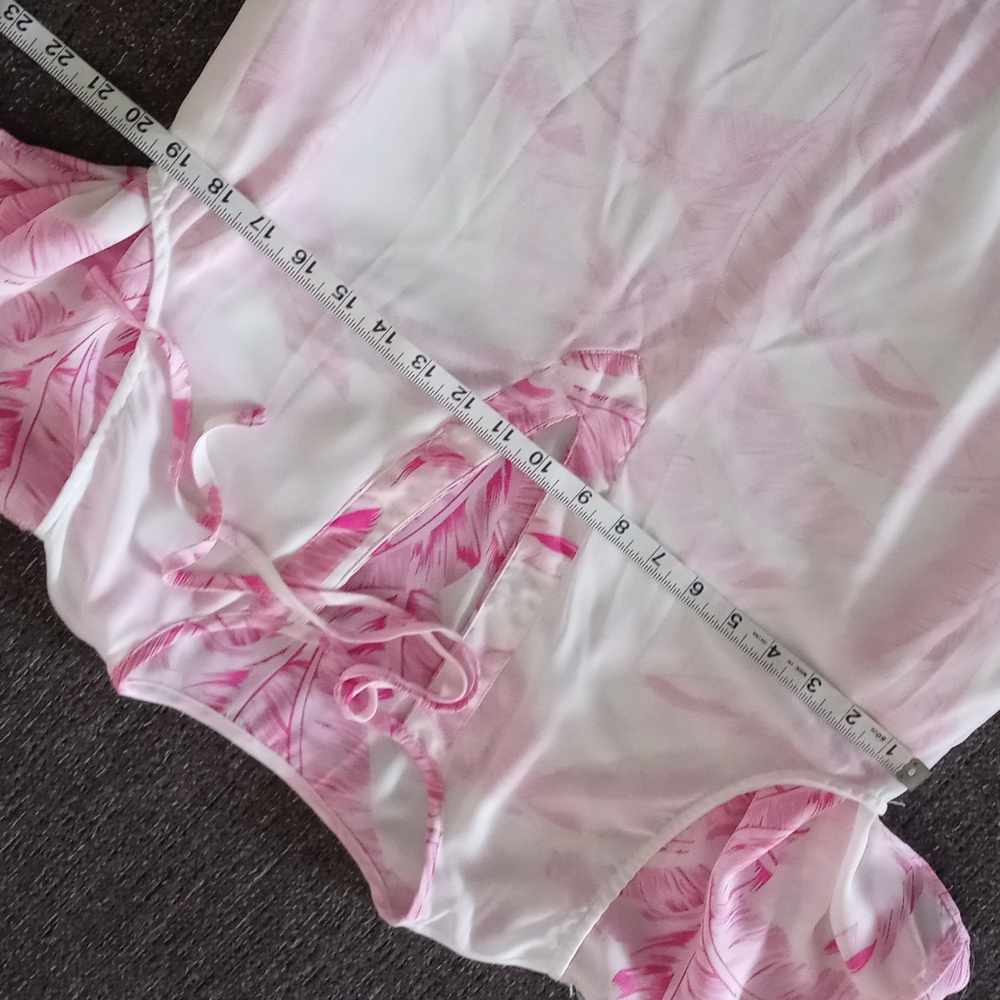 💗Buddy Love💗 - Pink/White Palm Leaf Pixie Cover-Up Dress - Picture 13 of 14